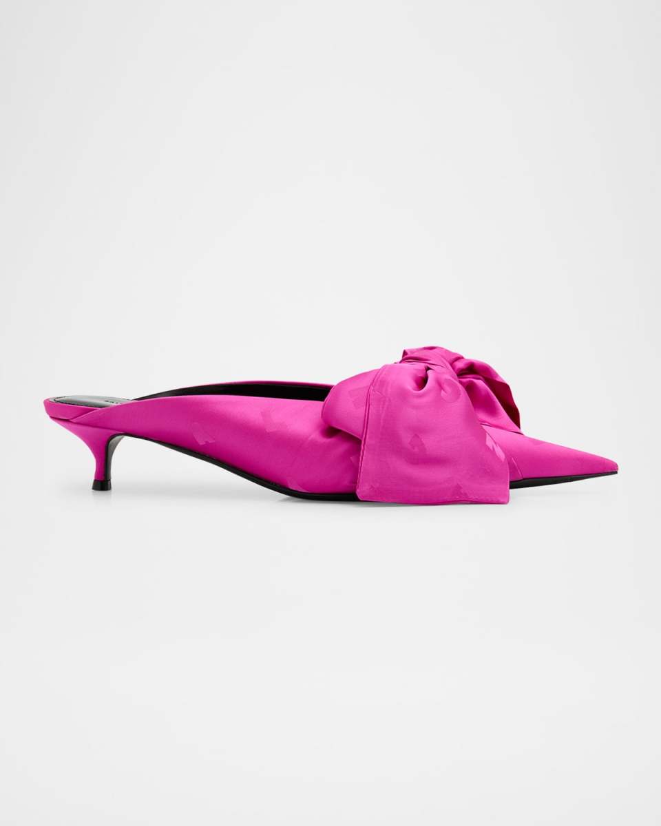 Knife Lavalière Logo Jacquard Bow Mule Pumps